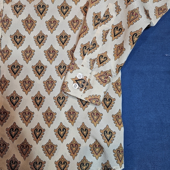 Vintage Liz Claiborne Paisley Heart Blouse 90s Button Down Shirt Women's size 6 - Picture 4 of 6